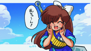 Ranma Kuonji Ukyo Ribbon White Ribbon Spatula Brunette Long Hair Smile Anime Girls Blushing Blush Te 3840x2160 Wallpaper
