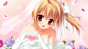 Heart Wedding Dress Veil Petal Bow Clothing Blonde Brown Eyes Flower Rose Smile Blush 7748x5531 Wallpaper