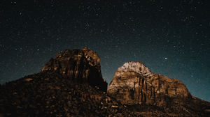 Mountains Rocks Landscape Nature Night Stars Starry Night 3000x2000 Wallpaper