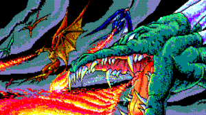 PC 98 Pixel Art Dragon Fantasy Battle Fire Bishoujo Daizukan Fantasy Art Creature Digital Art Artwor 1920x1080 Wallpaper