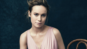 Brie Larson Actress Brunette Brown Eyes Pink Lipstick Women Simple Background Portrait Pink Dress 3074x1921 Wallpaper