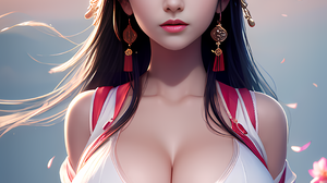 Women Asian Fantasy Girl Artwork Ai Art Stable Diffusion Digital Art Pastania Flower In Hair Cherry  2816x4096 Wallpaper