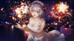 Anime Anime Girls Noelle Genshin Impact Fireworks Genshin Impact Flowers Flower In Hair Short Hair L 6400x3600 Wallpaper