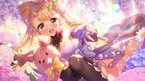 Anime Anime Girls Apple A Caramel Artwork Horns Pointy Ears Blonde Brown Eyes 2500x1536 Wallpaper