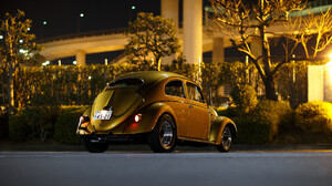 Larry Chen Daikoku Gold Night Car Volkswagen Beetle City Lights Old Car Classic Car Custom Made 3840x2560 Wallpaper