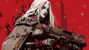 Digital Art Artwork Illustration Women Red Soldier Blonde Warhammer 40 000 Women With Weapons Weapon 1920x1076 wallpaper