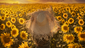 Women Sunflower Hat 3000x2078 Wallpaper