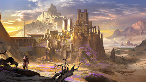 Digital Art Fantasy Art Ling Xiang Landscape Fantasy City Castle Desert Mountains 1920x940 wallpaper