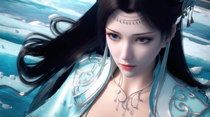 Daike Chinese Anime Dou Po Cang Qiong CGi Looking Away Long Hair Water Water Drops Asian Women 1536x872 Wallpaper