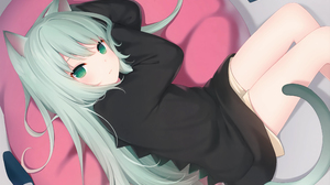 Anime Girls Cat Girl Lying On Side Cat Ears Cat Tail Long Hair Looking At Viewer 4000x2816 Wallpaper