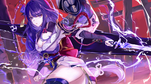 Genshin Impact Anime Girls Anime Sword Raiden Shogun Genshin Impact Purple Hair Purple Eyes 2750x1778 Wallpaper
