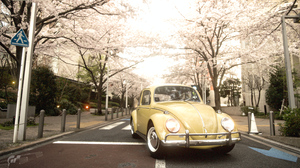 Nature Car Vehicle Video Games Gran Turismo 7 Volkswagen Beetle Cherry Blossom Japan Street Front An 3840x2160 wallpaper
