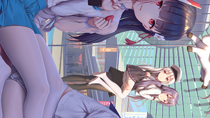Anime Anime Girls Group Of Women Blue Eyes Red Eyes Hand Gesture Long Hair Looking At Viewer Legs Sk 1876x4095 Wallpaper