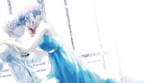 Touka Kirishima Blue Eyes Couple Dress Earrings Ken Kaneki Kiss Tokyo Ghoul White Hair 2048x1502 Wallpaper