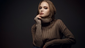 Sergey Sorokin Studio Indoors Portrait Women Women Indoors Model Sweater Makeup Looking At Viewer Br 2560x1707 Wallpaper