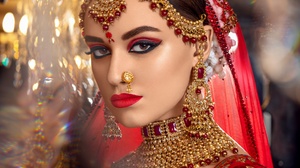 Brown Eyes Earrings Face Indian Jewelry Lipstick Makeup Necklace Stare 1920x1281 Wallpaper