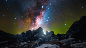 Galaxy Sky Stars Nightscape Landscape Night Rocks Nature 3840x2160 Wallpaper
