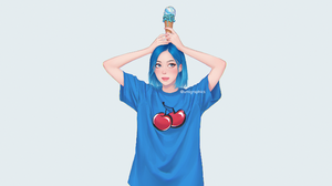 Umigraphics Women Original Characters Artwork Drawing 2D Simple Background Minimalism Casual T Shirt 2222x1250 wallpaper