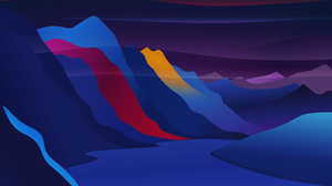 Basic Apple Guy Digital Art Artwork Illustration Landscape River Mountains Valley Colorful Night Nat 6000x3376 Wallpaper