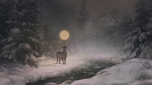 Olga Zuievych Deer Winter ArtStation 1500x857 Wallpaper