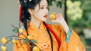 Sun Zhenni SNH48 Asian Hanfu Women Chinese Vertical Chinese Dress Fruit 2744x3980 Wallpaper