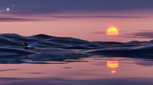 Louis Coyle Digital Art Artwork Illustration Landscape Nature Wide Screen Sea Water Waves Sun Reflec 3440x1440 Wallpaper