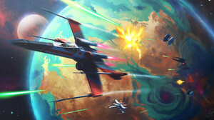 Star Wars X Wing Planet Space Spaceship Space Battle Artwork Fantasy Art 1920x1048 Wallpaper