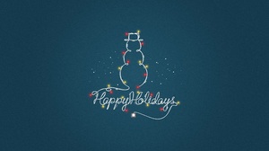 Christmas Lights Snowman Minimalist Happy Holidays Blue 2560x1440 Wallpaper
