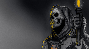 Digital Art Skull Grim Reaper Dark Glowing Lightsaber Gradient Gray Skeletor He Man Masters Of The U 3400x1920 Wallpaper