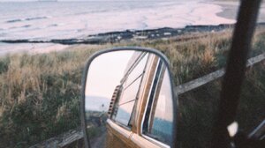 Rearview Mirror Beach Inside A Car Sea Portrait Display 1372x2048 Wallpaper