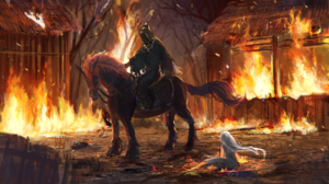 Fantasy Fire Girl Horse Monster 1930x1085 Wallpaper